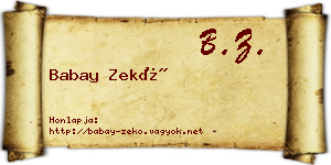 Babay Zekő névjegykártya